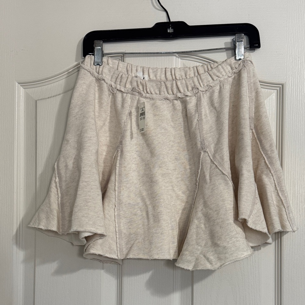 Women's Cream Mini Skirt with Flared Hem